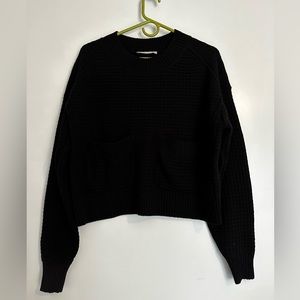 Everlane recycled cashmere waffle texture pocket pullover - black - S